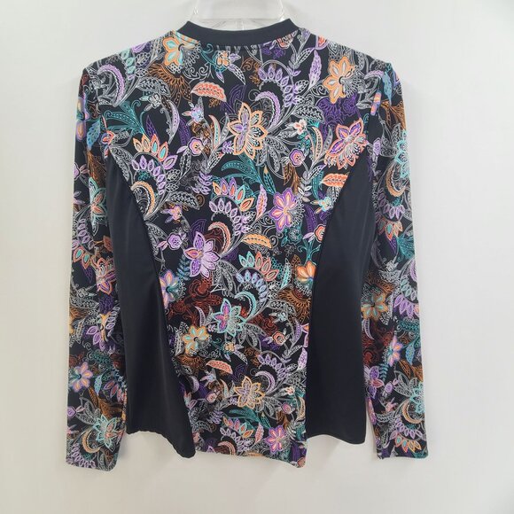 fit 4 u Sz 16  Long Sleeve Top Zip Up Swimwear Jacket Built in Bra 505252 Paisle - Picture 4 of 7